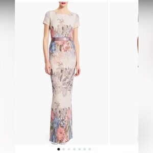 Adrianna Papell Matelassé floral jacquard column gown